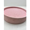 Süet Kumaş Pembe Renk 20x20 Cm Yuvarlak Batırmalı Bileklik Kelepçe Tablası
