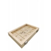 Yeni Cam Kapaklı Imera Deri Kumaş Krem Renk 34 Cm / 24 Cm Bölmeli Kolye Kutusu