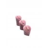 Kalp Model Süet Kumaş Pembe Renk Üçlü Takım Yüzük Sergileme Aksesuar