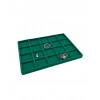 Üsküp Model Süet Kumaş Yeşil Renkli 34/24 cm 20 Bölmeli Takı Sergileme Tablası