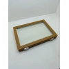 Cam Kapaklı Deri Kumaş Kahve-Beyaz Renk 34 cm / 24 cm Bileklik Sergileme Standı