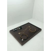 Süet Kumaş Kahve Renk 34/24 cm Takı Servis Sunum Tablası