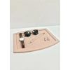 Süet Kumaş Pembe Renk 34,5/27 cm Kolye Ucu Küpe Yüzük Takı Servis Sunum Tablası
