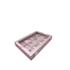 Yeni Cam Kapaklı İmera Deri Kumaş Pembe Renk 34 cm / 24 cm Üçlü Set Tablası