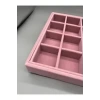 Yerli Mdf Üzerine Kumaş Kaplama Süet Pembe 24 Bölmeli Takı Tablası