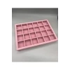 Yerli Mdf Üzerine Kumaş Kaplama Süet Pembe 24 Bölmeli Takı Tablası