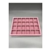 Yerli Mdf Üzerine Kumaş Kaplama Süet Pembe 24 Bölmeli Takı Tablası