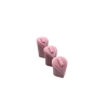Yerli Üretim Kalp Model Süet Kumaş Pembe Renk Üçlü Takım Yüzük Sergileme Aksesuar