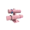 Yerli Üretim Süet Kaplama Pembe Renk 26/18 Cm Iki Kademeli Saat Bileklik Sergileme Standı