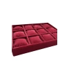 Yerli Üretim Süet Kumaş Bordo Renk 34/24 Cm 12 Yastıklı Çekmece Içi Takı Kutusu