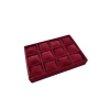 Yerli Üretim Süet Kumaş Bordo Renk 34/24 Cm 12 Yastıklı Çekmece Içi Takı Kutusu