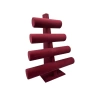 Yerli Üretim Süet Kumaş Bordo Renk Dört Kademeli 38/34 cm Bileklik-Saat Sergileme Standı