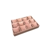 Yerli Üretim Süet Kumaş Pembe Renk 34/24 cm 12 Yastıklı Çekmece İçi Takı Kutusu