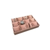 Yerli Üretim Süet Kumaş Pembe Renk 34/24 cm 12 Yastıklı Çekmece İçi Takı Kutusu