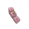 Yerli Üretim Süet Kumaş Pembe Renk Üçlü Takım Yüzük Sergileme