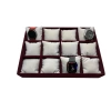 Yerli Üretim Tokyo Model Süet Kumaş Bordo -Beyaz Renk 34/24 Cm Yastıklı Saat Ve Takı Kutusu