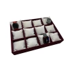 Yerli Üretim Tokyo Model Süet Kumaş Bordo -Beyaz Renk 34/24 Cm Yastıklı Saat Ve Takı Kutusu