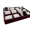 Yerli Üretim Tokyo Model Süet Kumaş Bordo -Beyaz Renk 34/24 Cm Yastıklı Saat Ve Takı Kutusu