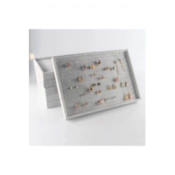 Süet Kumaş Gri Renk 34/24 Cm Batırmalı Yüzük Standı