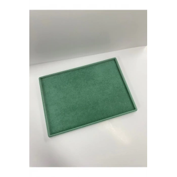 Süet Kumaş Yeşil Renk 34/24 Cm Takı Servis Sunum Tablası