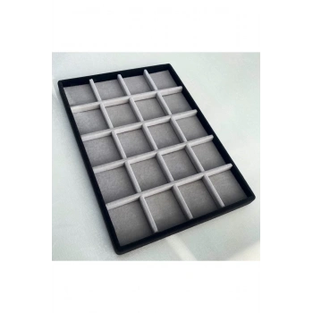 Süet Kumaş Çift Renk 34 Cm / 24 Cm 20 Bölmeli Takı Standı