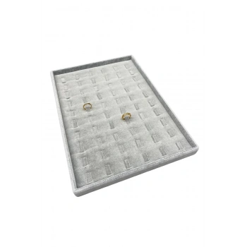 Süet Kumaş Gri Renk  34/24 Cm Dikine Tırnaklı  Yüzük Tablası