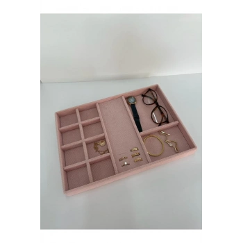 Ankara Model Keten Kumaş Pembe Renk Mix Çekmece Ici Stand