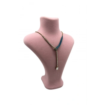 Londra Model Süet Kumaş Pembe Renk 22/18 Cm Kolye Sergileme Mankeni