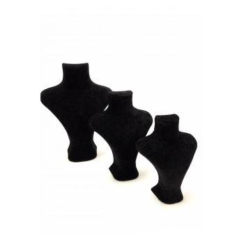 Keten Kumaş Siyah Renk Üç Boy Takı Mankeni