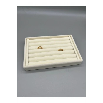 Süet Kumaş Krem Renk 22,5/14,5 Cm Sosisli Yüzük Standı