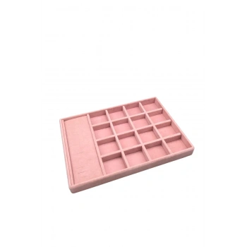 Amsterdam Model Süet Kumaş Pembe Renk 34/24 Cm  Takı Sergileme Standı