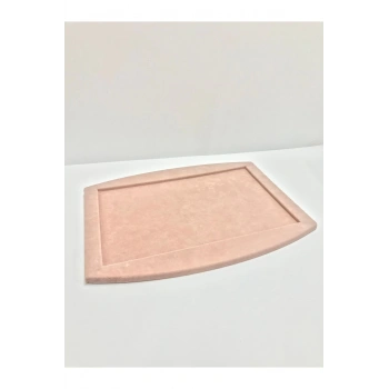Süet Kumaş Pembe Renk 34,5/27 cm Kolye Ucu Küpe Yüzük Takı Servis Sunum Tablası