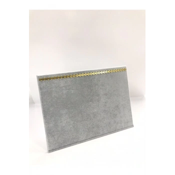 Süet Kumaş Gri Renk Enine Tırnaklı Ayaklı Tesbih-kolye-zincir Sergileme Standı