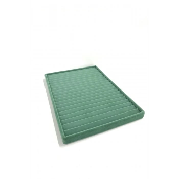 Madrid Model Süet Kumaş Yeşil Renk 34/24 Cm Kademeli Çekmece Ici Bileklik-kolye Standı