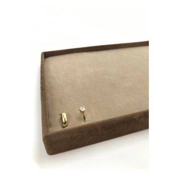 Süet Kumaş Kahve 34/24 Cm Batırmalı Çekmece Ici Yüzük Tablası