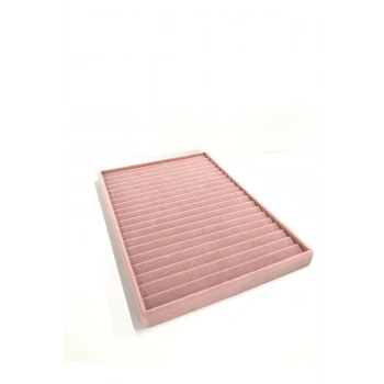 Madrid Model Süet Kumaş Pembe Renk 34/24 Cm Kademeli Çekmece Ici Bileklik-kolye Standı