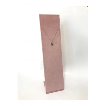 Moscow Model Süet Kumaş Pembe Renk 40/10 Cm Ayaklı Takı Sergileme Standı