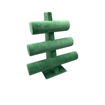 Süet Kumaş Yeşil Renk Üçlü 30/26cm Kademeli Bileklik-saat Sergileme Standı