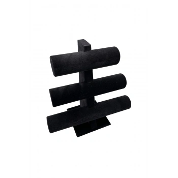 Süet Kumaş Siyah Renk Üçlü 30/26 Cm Kademeli Bileklik-saat Sergileme Standı