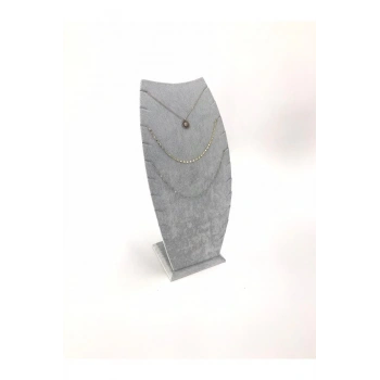 Dubai Model Süet Kumaş Gri Renk 25/12 Cm Kolye -zincir Ayaklı Stand