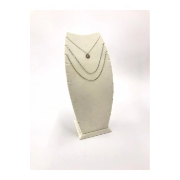 Dubai Model Süet Kumaş Krem Renk 25/12 Cm Kolye -zincir Ayaklı Stand