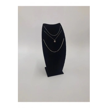 Dubai Model Süet Kumaş Siyah Renk 25/12 Cm Kolye -zincir Ayaklı Stand