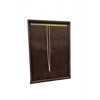 Süet Kumaş Tırnaklı Kahve Renk 34/24 Cm Ayaklı Tesbih-kolye Takı Standi