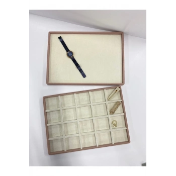 Ikili Takım Servis Sunum Tablası - 20 Bölmeli Kolye Yüzük Sergileme Tablası