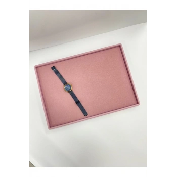 Süet Kumaş Pembe Renk 34/24 Cm Takı Servis Sunum Tablası