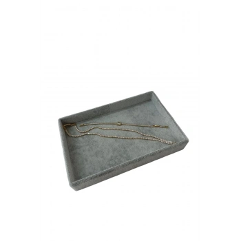 Süet Kumaş Gri Renk 22/14 Cm Servis Tablası