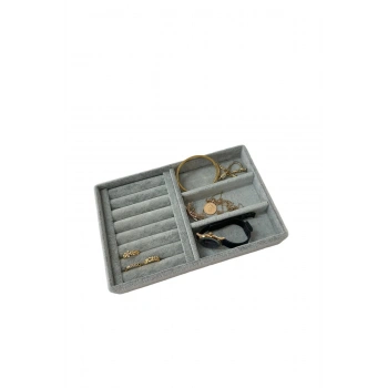 Süet Kumaş Gri Renk 22 Cm / 14 Cm Çekmece Içi Takı Standı