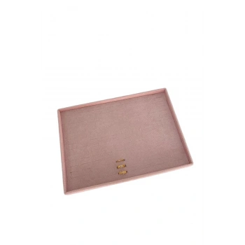 Keten Kumaş Pembe Renk 34/24 Cm Batırmalı Yüzük Standı