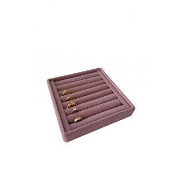 Süet Kumaş Pembe Renk 15 Cm / 15 Cm Yüzük Sergileme Standı