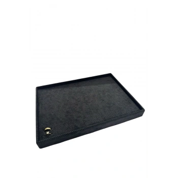 Keten Kumaş Siyah Renk 34/24 Cm Batırmalı  Yüzük Tablası